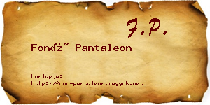 Fonó Pantaleon névjegykártya